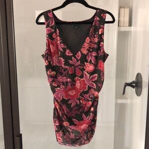 Express VTG floral sheer ruched fairy core whimsigoth 90s Y2k top M dark romance